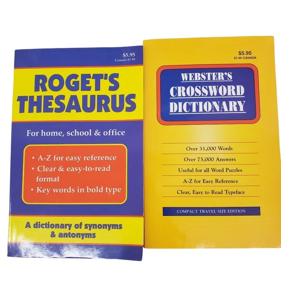 Book Set  of 7: Crossword Puzzles, Thesaurus, Dictionary & Game Books - Picture 2 of 9